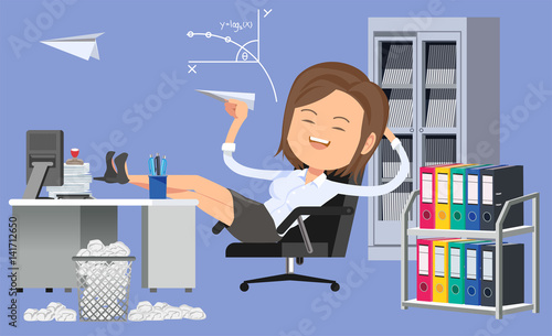 Employees relax after working hard all day. Free time in office.