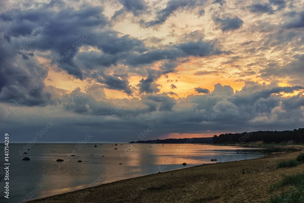 big clouds and sunset at the baltic sea big clouds and sunset at the baltic sea