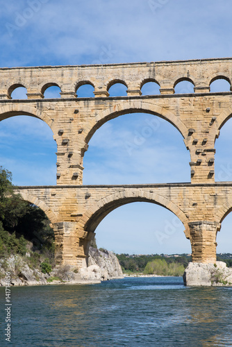 Pont du Gard, aqueduct, view with the Gardon river