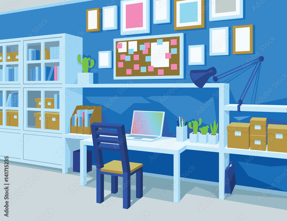 Home Office. Interior of Workplace. Perspective. Home Office. Interior of Workplace. Perspective.