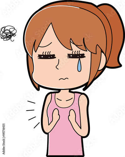 貧乳に悩む女性のイラスト