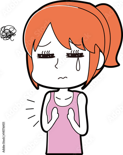 貧乳に悩む女性のイラスト