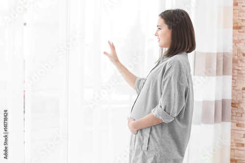 Beautiful pregnant woman st...