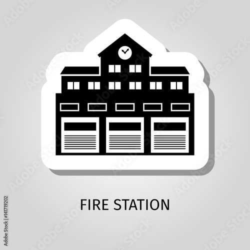 Fire station black building sticker