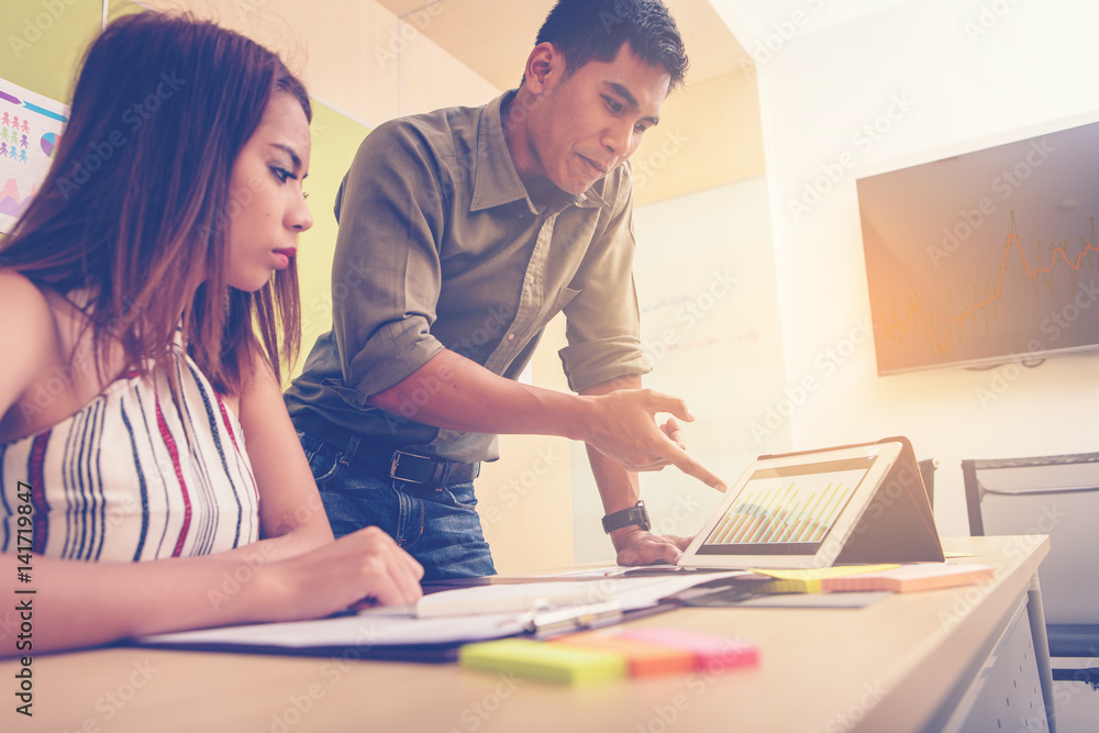 Business People Meeting Design Ideas Concept. business planning data in touch pad Business People Meeting Design Ideas Concept. business planning data in touch pad