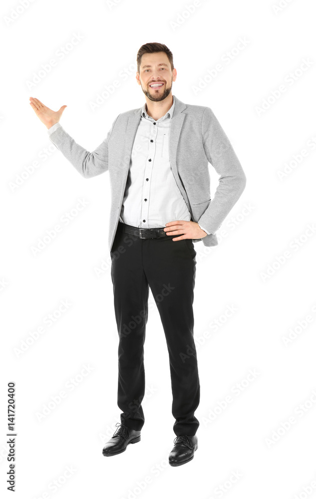 Handsome man in elegant suit on white background Handsome man in elegant suit on white background