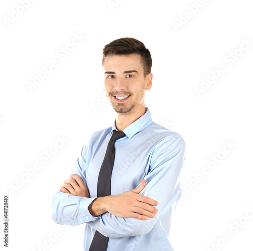 Handsome man on white backg...