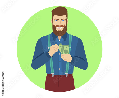 Hipster counts the cash money