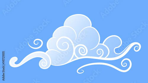 White cloud flying through the sky. Vector illustration.