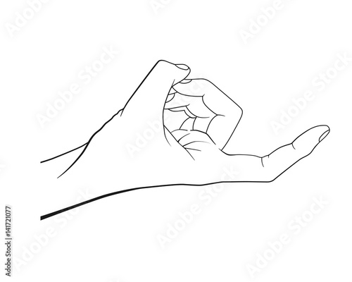 The hand with the extended finger beckons. Gesture come on.