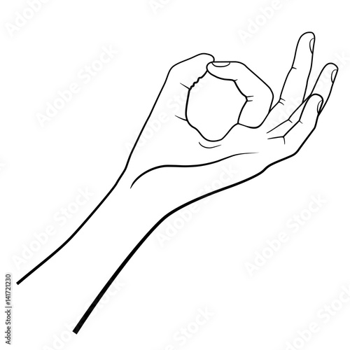 Hand in meditation pose.