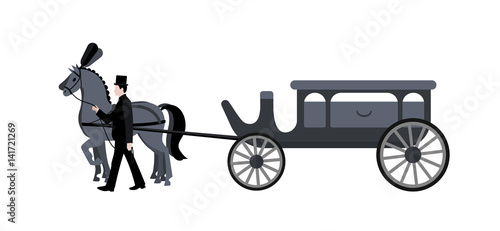 Horse hearse. Funeral.