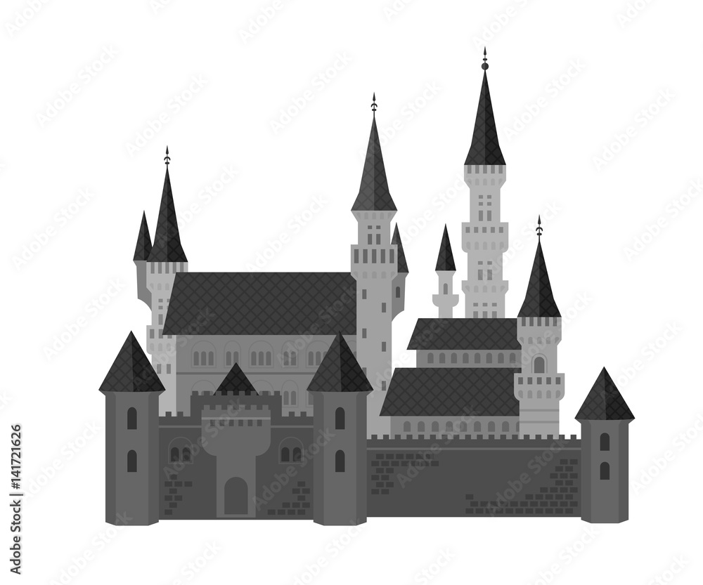 Monochrome gray Gothic castle.