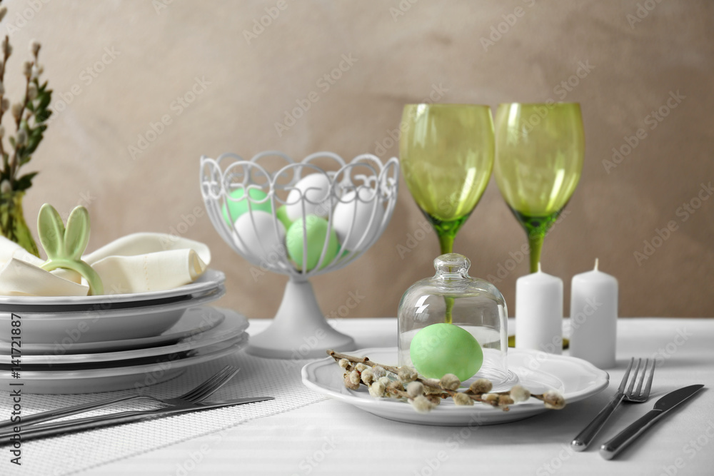 Beautiful Easter decorations on table Beautiful Easter decorations on table