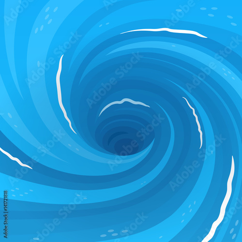 Whirlpool in the blue water view from above.