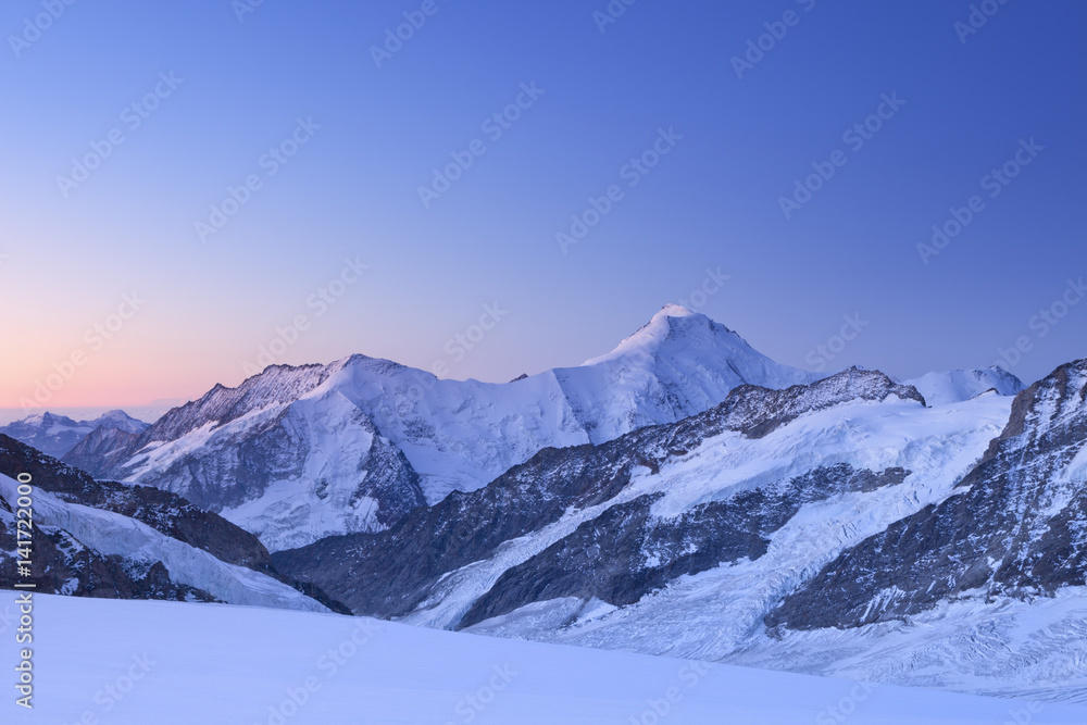 Dawn at Jungfraujoch in Switzerland