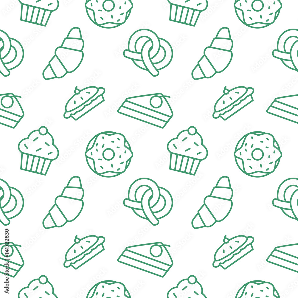Bakery seamless pattern food background