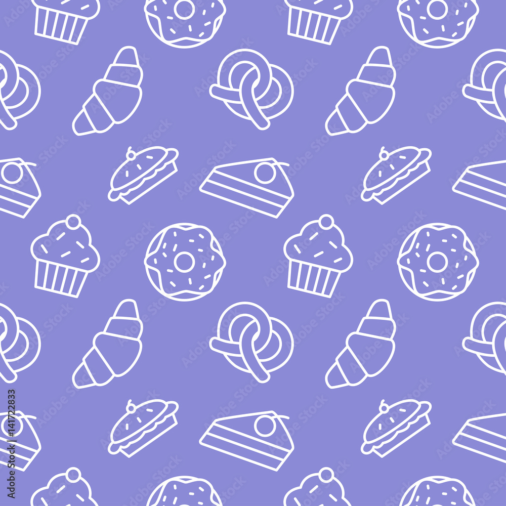 Bakery seamless pattern food background