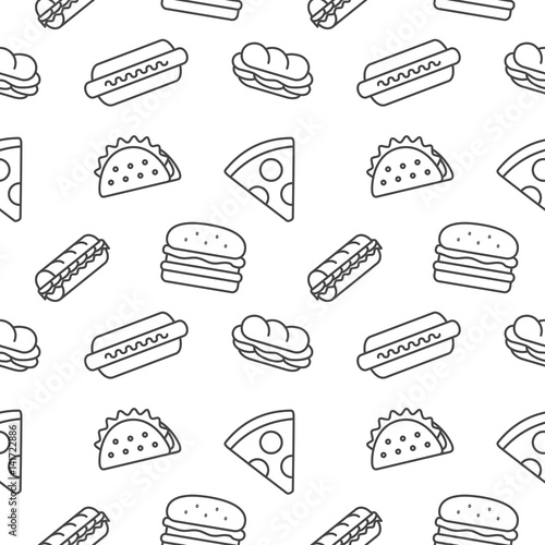 Fast Food seamless pattern background