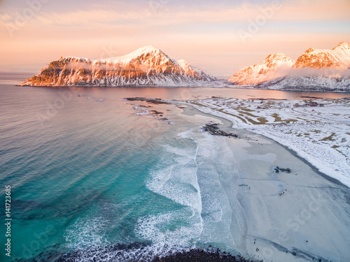 Skagsanden beach, Lofoten, Norway photo