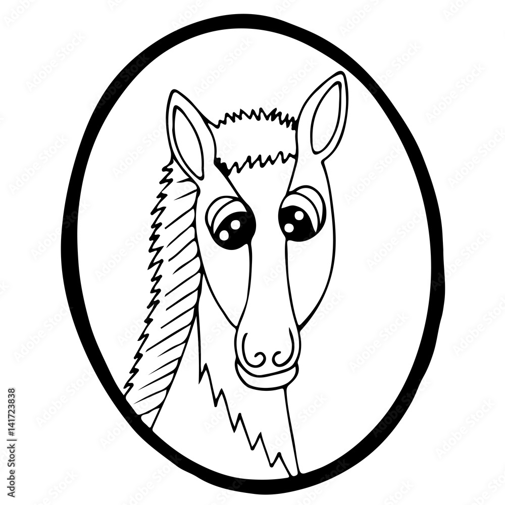 Cartoon head horse in frame Stock Vector Adobe Stock