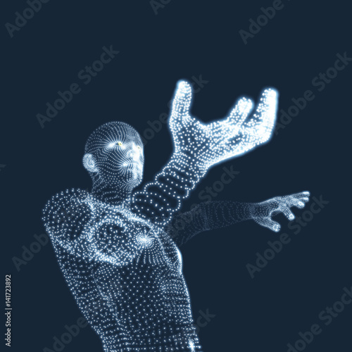 3D Model of Man. Human Body. Design Element. Vector Illustration.