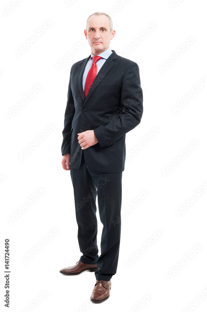Full body senior business man standing being serious Full body senior business man standing being serious