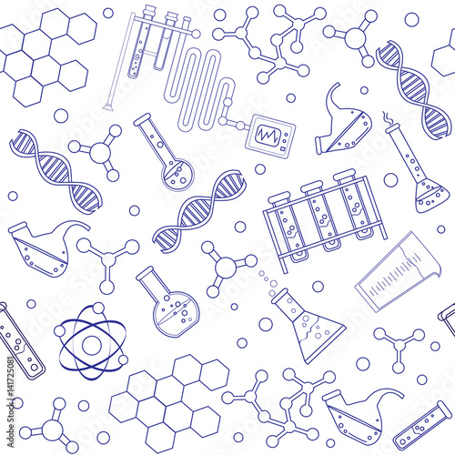 Chemistry icons seamless pattern