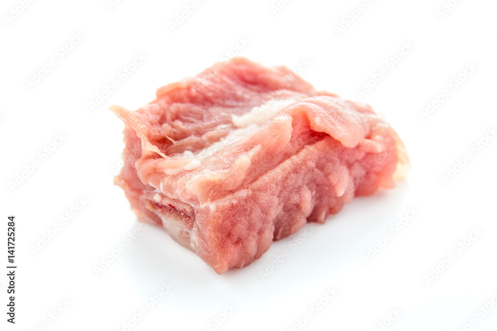 Raw pork ribs isolated on white background.