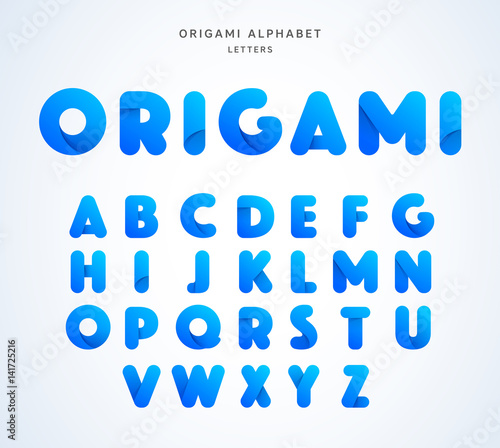 Vector origami alphabet. Letter collection