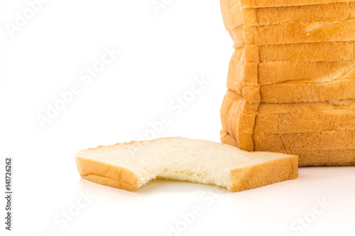 slice of bread on white background.