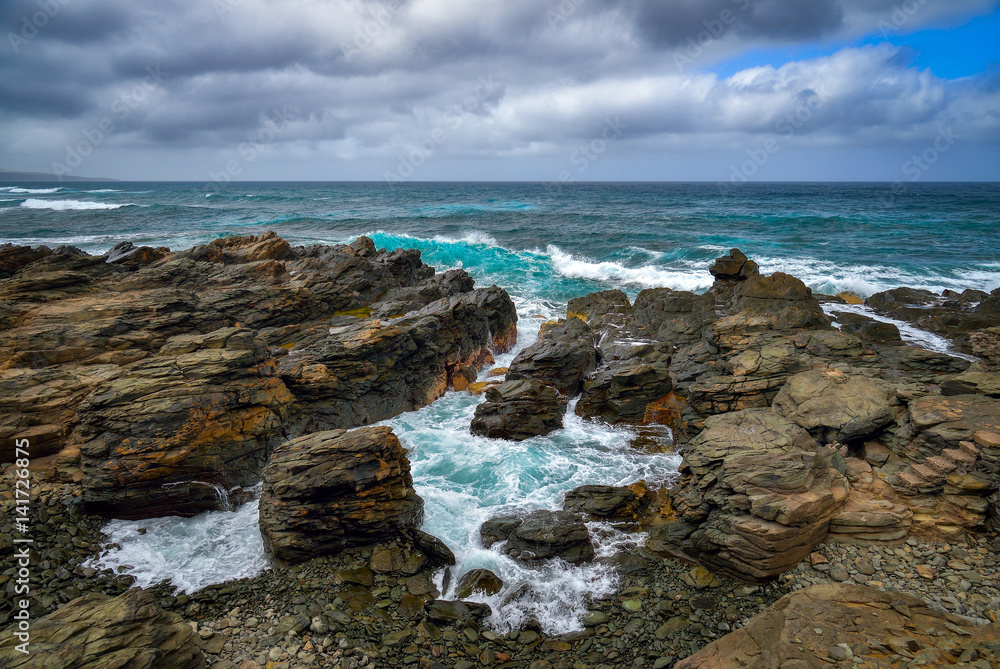 Rocky atlantic coast in the west part of Gran Canaria island
