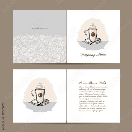Greeting card design with coffee cup