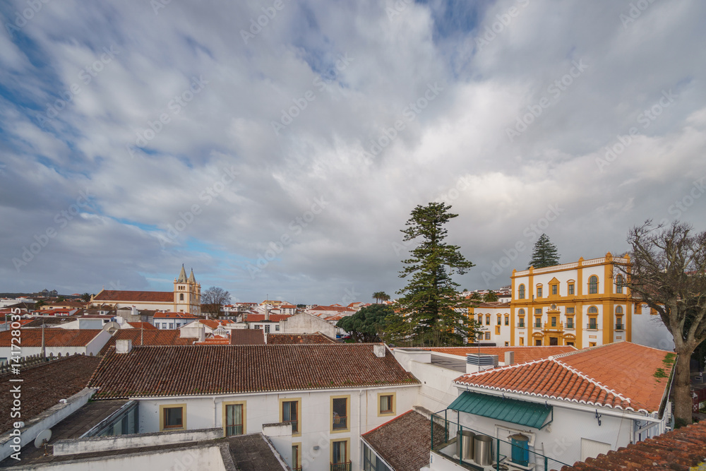 Angra do Heroismo roofs in Azores islands