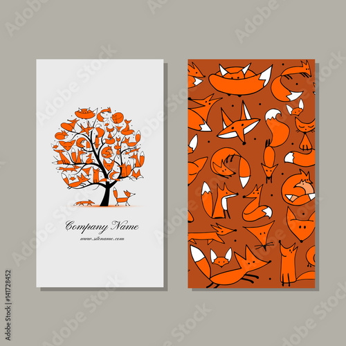Business card design, foxy tree