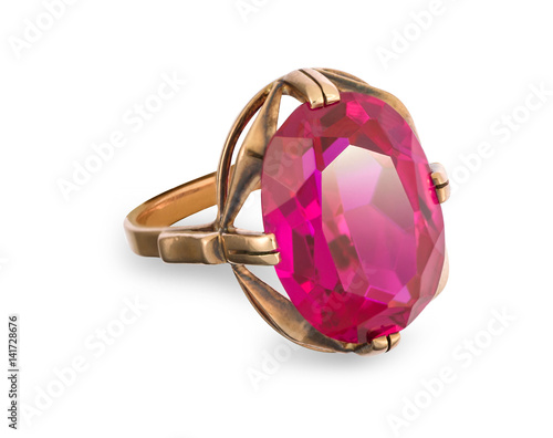 Golden ring with ruby
