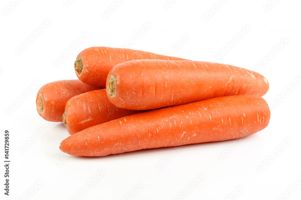 Fresh carrot with celery leaf on white background Fresh carrot with celery leaf on white background
