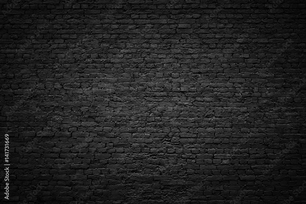 Obraz premium czarny mur z cegły, ciemne tło dla projektu