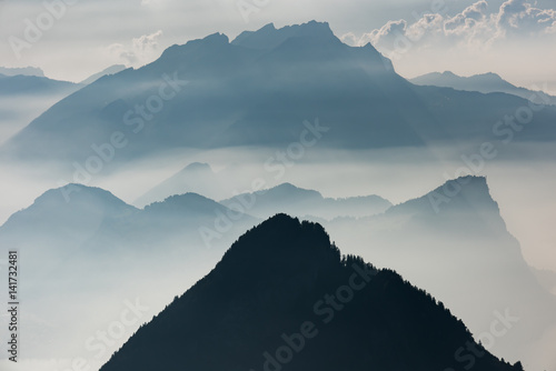 View over Lake Luzern to Mount Pilatus