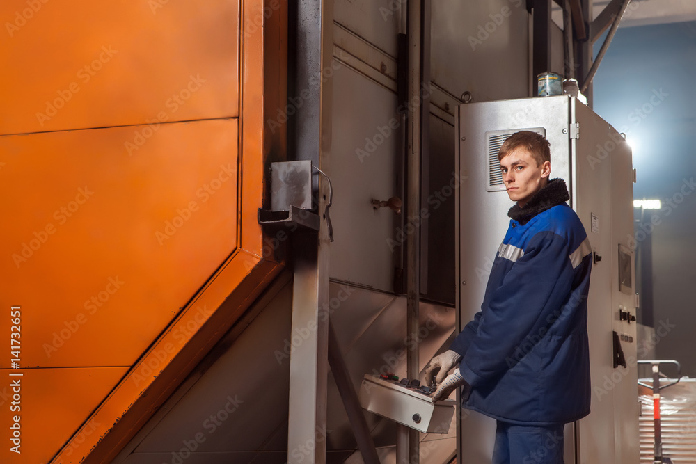 Molding plastics in the huge factory oven. Hi-tech. Reliable equipment European manufacturer. Molding plastics in the huge factory oven. Hi-tech. Reliable equipment European manufacturer.