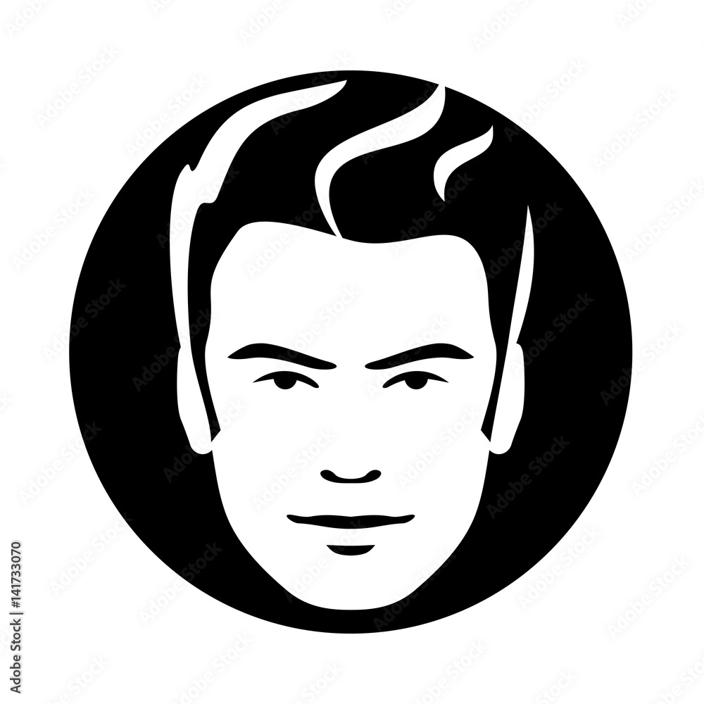 Man model hair face icon Man model hair face icon