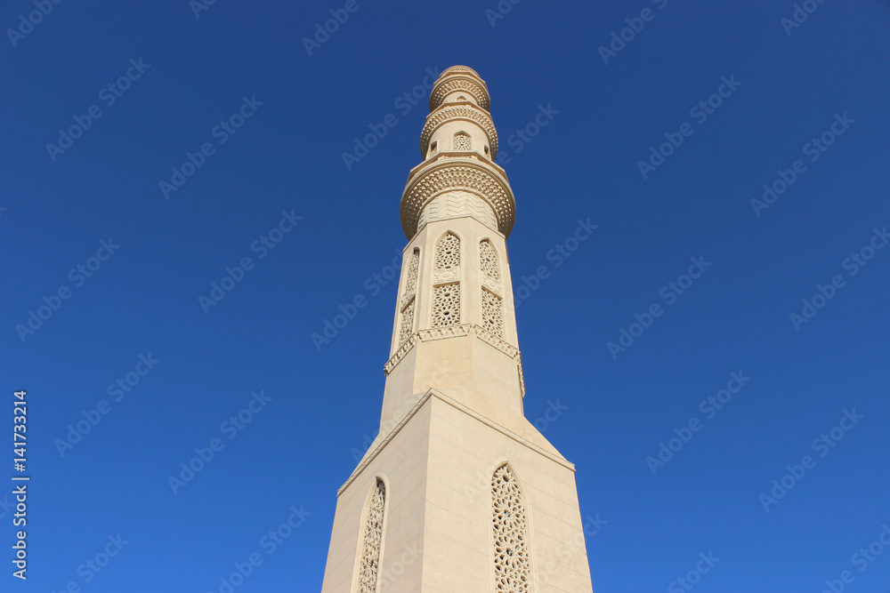 The minaret of the mosque in Hurghada, Egypt