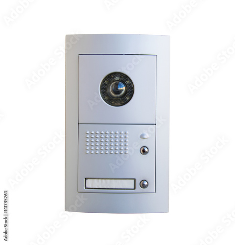Video intercom equipment on white background, clipping path included.