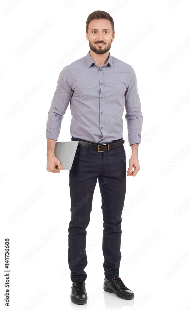 Cheerful young man with laptop Cheerful young man with laptop
