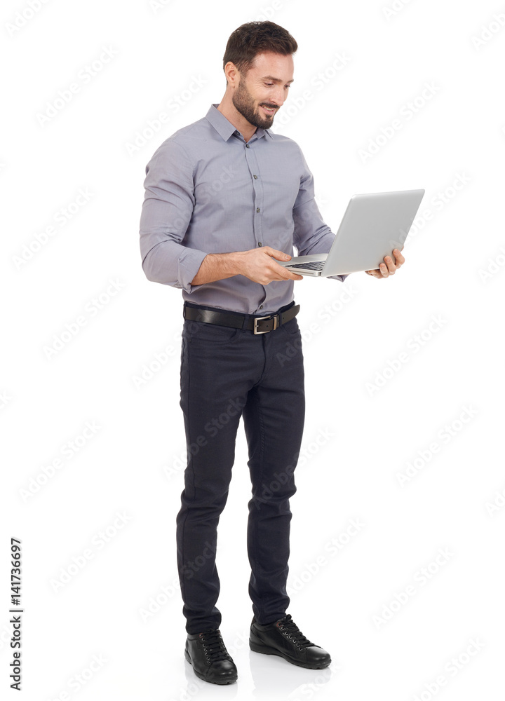 Cheerful man with laptop Cheerful man with laptop