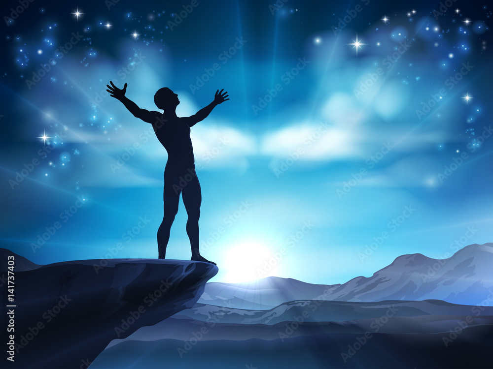 Man With Raised Arms Concept Man With Raised Arms Concept