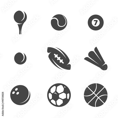 Modern icons set silhouettes of sports balls