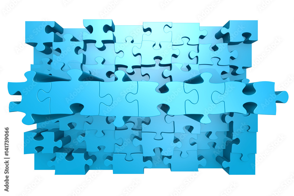 Blue jigsaw puzzle with 3D effect