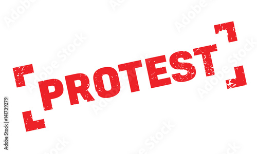 Protest rubber stamp. Grunge design with dust scratches. Effects can be easily removed for a clean, crisp look. Color is easily changed.
