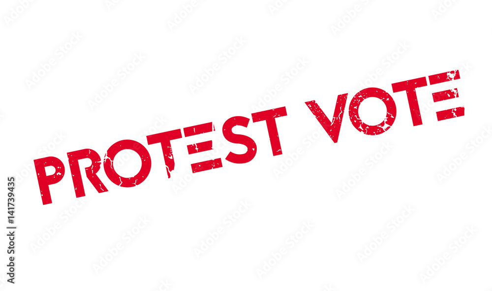 Protest Vote rubber stamp. Grunge design with dust scratches. Effects can be easily removed for a clean, crisp look. Color is easily changed.